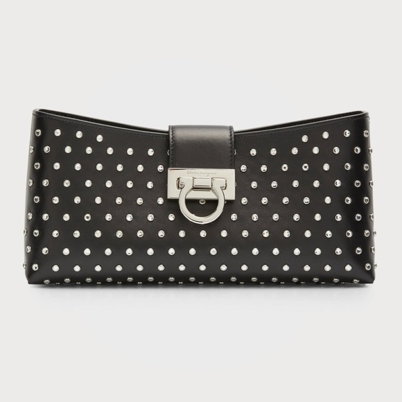 Ferragamo NWT 
Trifolio Gancini Studded
Chain Shoulder Bag - Picture 1 of 8